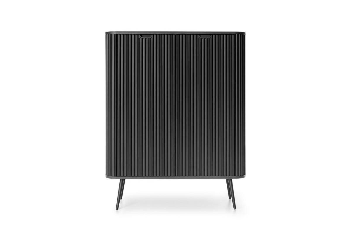 KOMMODE ZOVA - K-103, mit 6-Regalen, Metallfüße 103x39x129 cm SCHWARZ - Creme/Schwarz, Holzwerkstoff/Kunststoff (103/129/39cm) - DomoHome