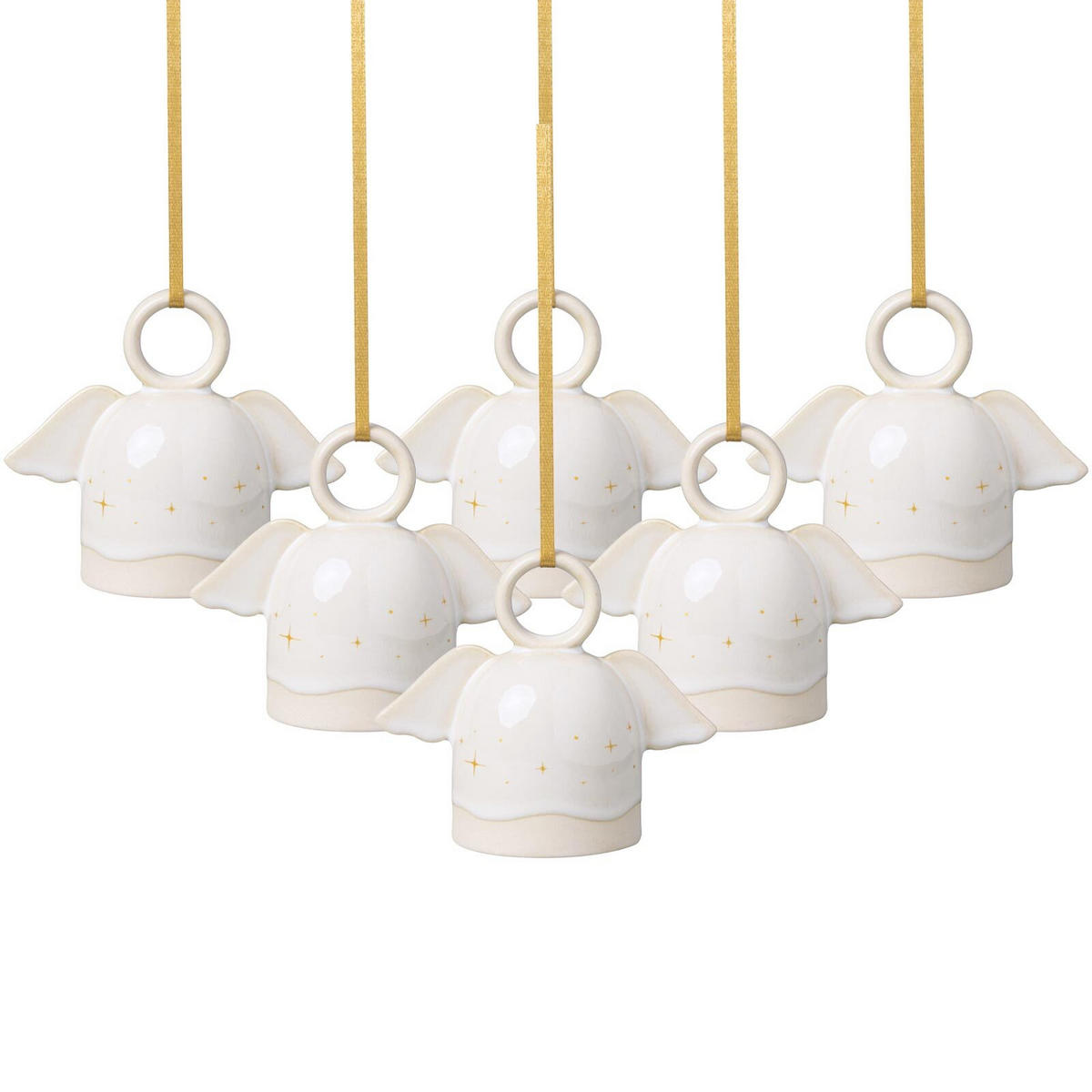 ORNAMENTE ENGEL Winter Glow beige 6er Set - Beige, Keramik (5/7.6/8.9cm) - like.Villeroy & Boch