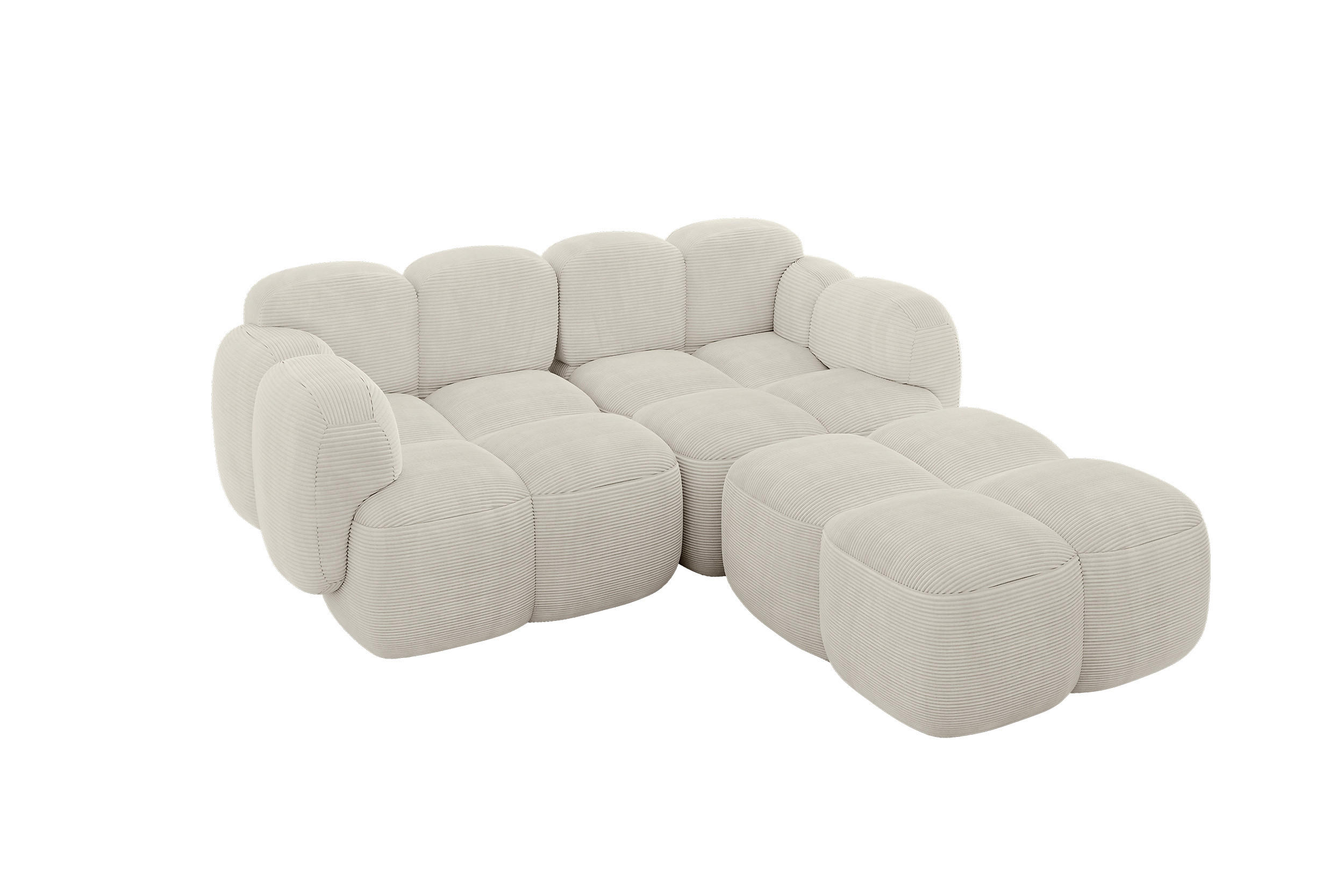 ECKSOFA modulares Sofa Rechts Miko-L1 214x205x75 Creme Cord - Schwarz/Mokka, Holzwerkstoff/Kunststoff (214/205cm) - ALTDECOR