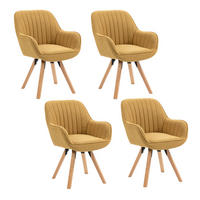 ARMLEHNSTUHL-SET 4 Stück drehbar in Webstoff - Gelb/Kernbuche, Holz/Textil (57/83/56cm) - Meubles Cosy