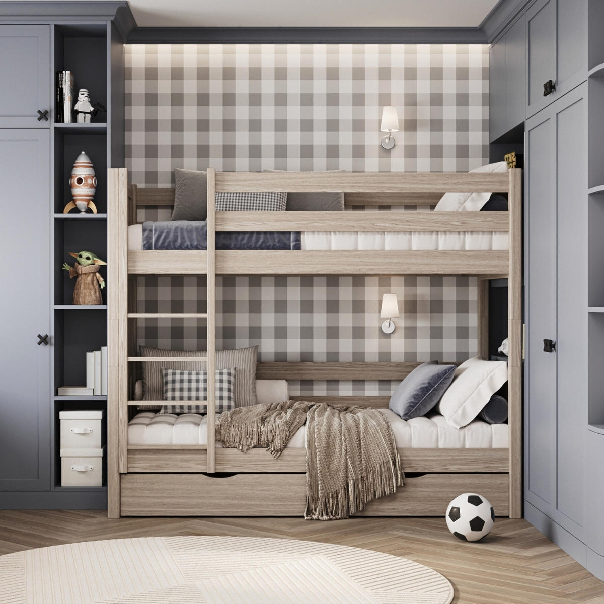 ETAGENBETT N02 mit Schublade Sonoma Eiche 90/200 - Sonoma Eiche, Naturmaterialien/Holz (90/200cm) - N-Wood