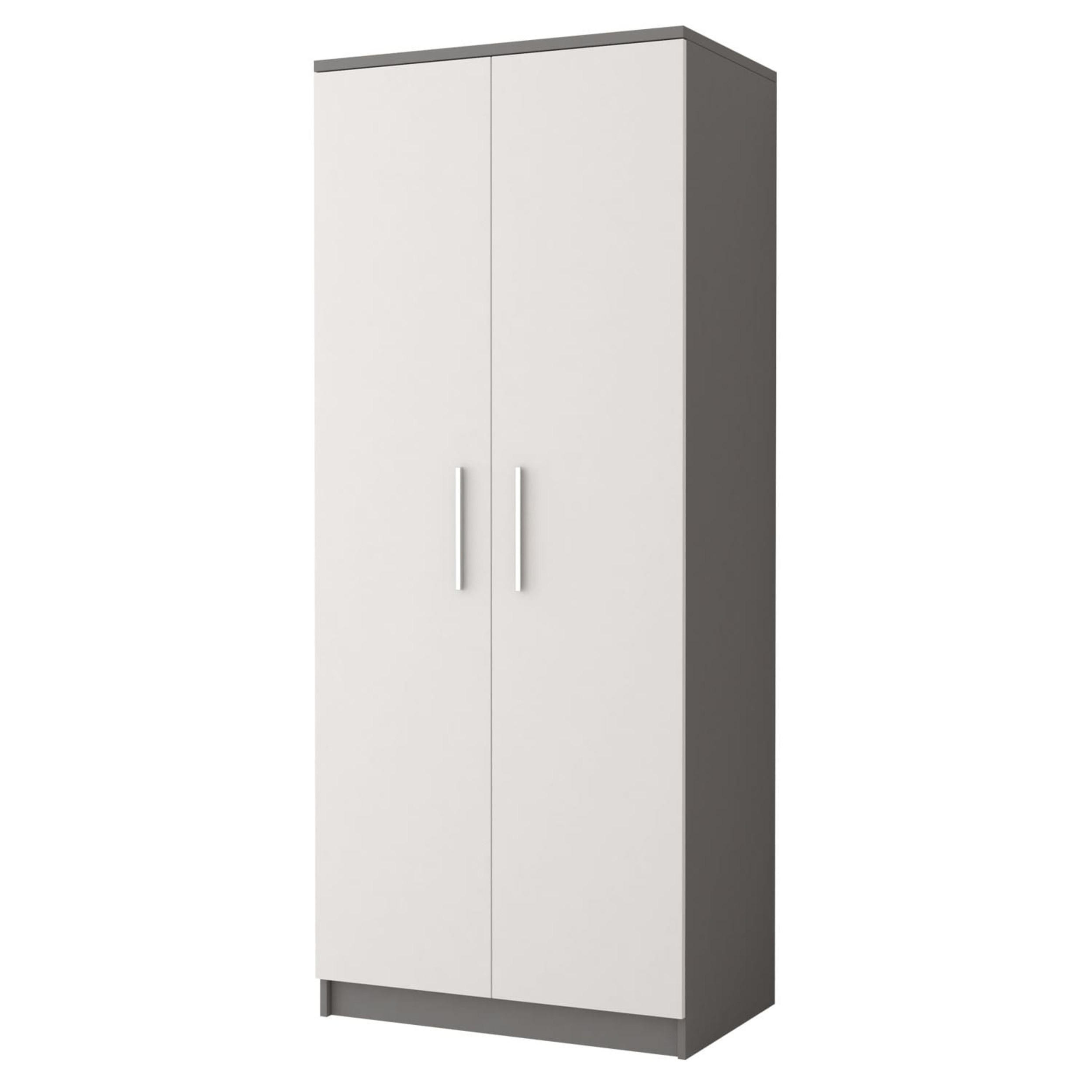 DREHTÜRENSCHRANK - MARSALA 2D Grau + Wieß - Weiß/Grau, Holzwerkstoff/Metall (80/193/50cm) - Möblo