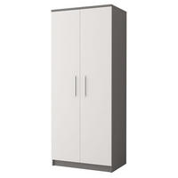 DREHTÜRENSCHRANK - MARSALA 2D Grau + Wieß - Weiß/Grau, Holzwerkstoff/Metall (80/193/50cm) - Möblo