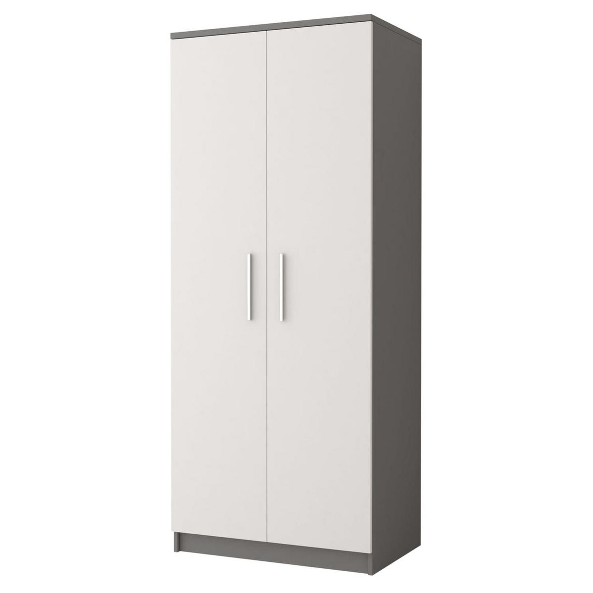 DREHTÜRENSCHRANK - MARSALA 2D Grau + Wieß - Weiß/Grau, Holzwerkstoff/Metall (80/193/50cm) - Möblo