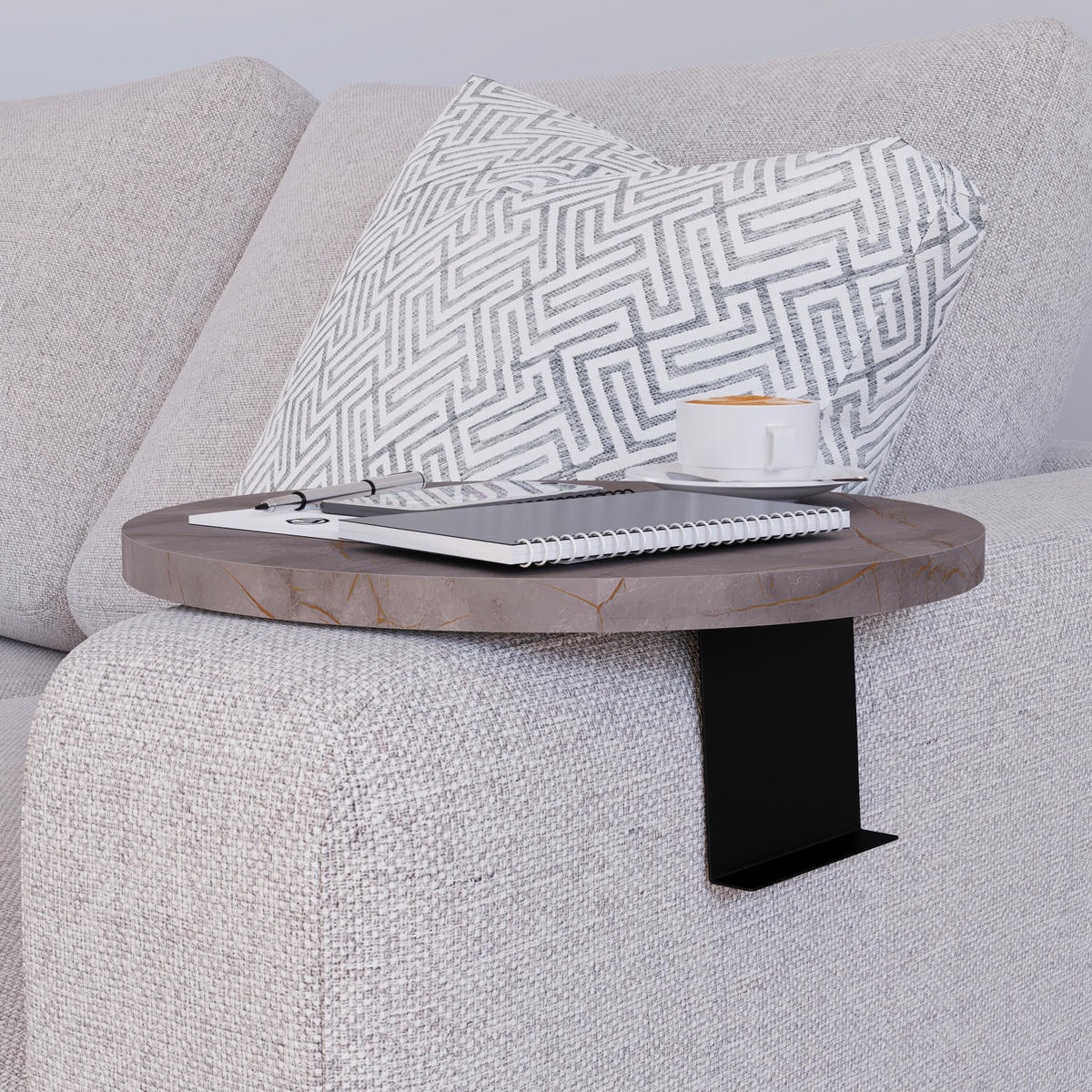 SOFATABLETT Kuleskyd - Grau, Holzwerkstoff/Metall (34/13.5/34cm) - [en.casa]