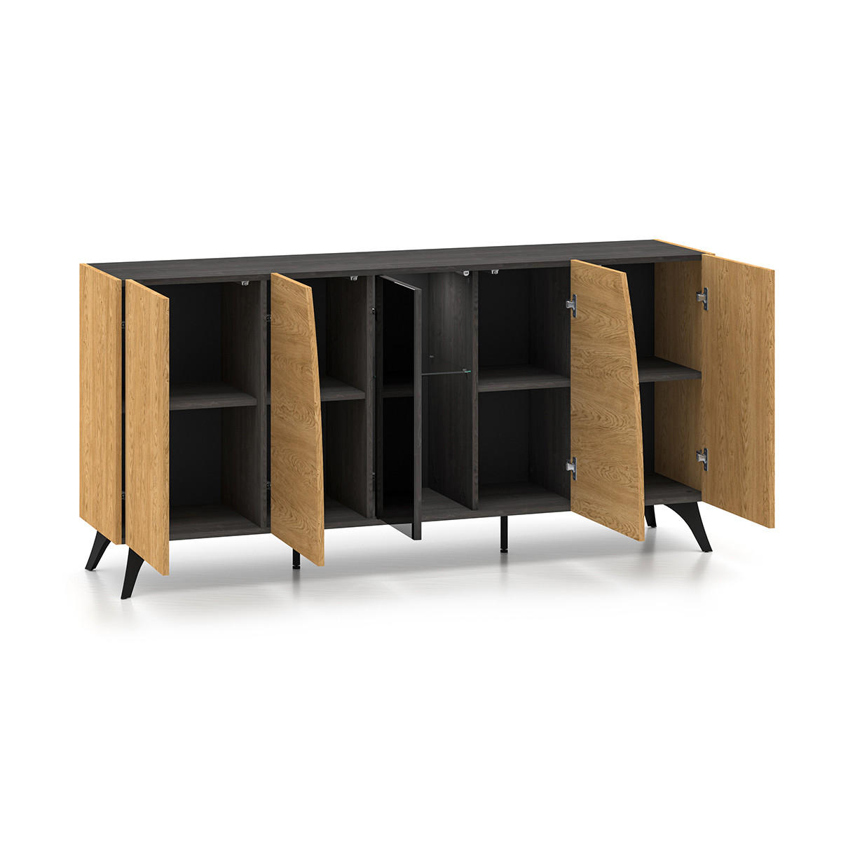 SIDEBOARD Soah Holz und Schwarz - Schwarz, Holzwerkstoff (170/82/40cm) - Petits-meubles