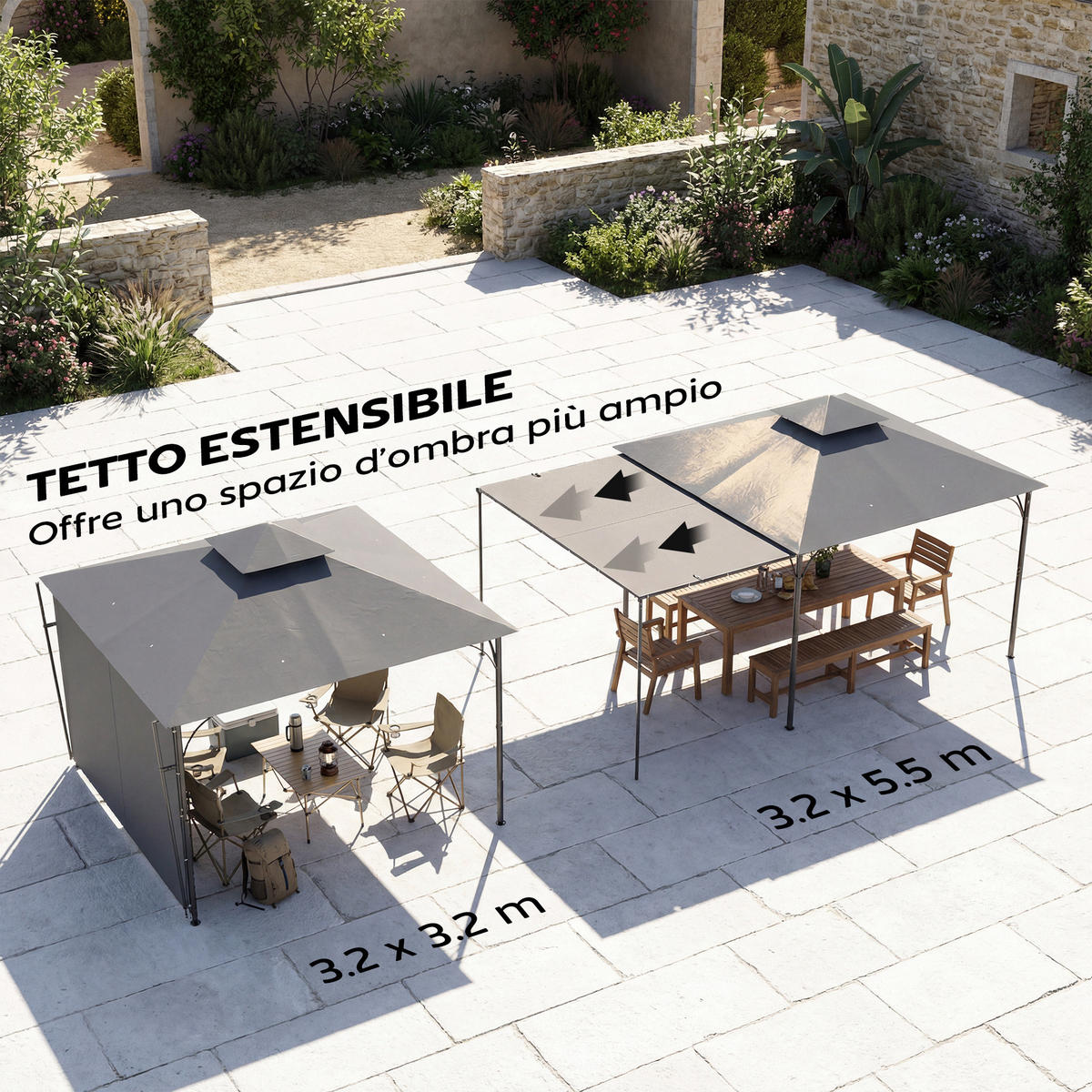 PAVILLON Grau 1 Stück - Grau, Naturmaterialien (320/275/320cm) - GiPP