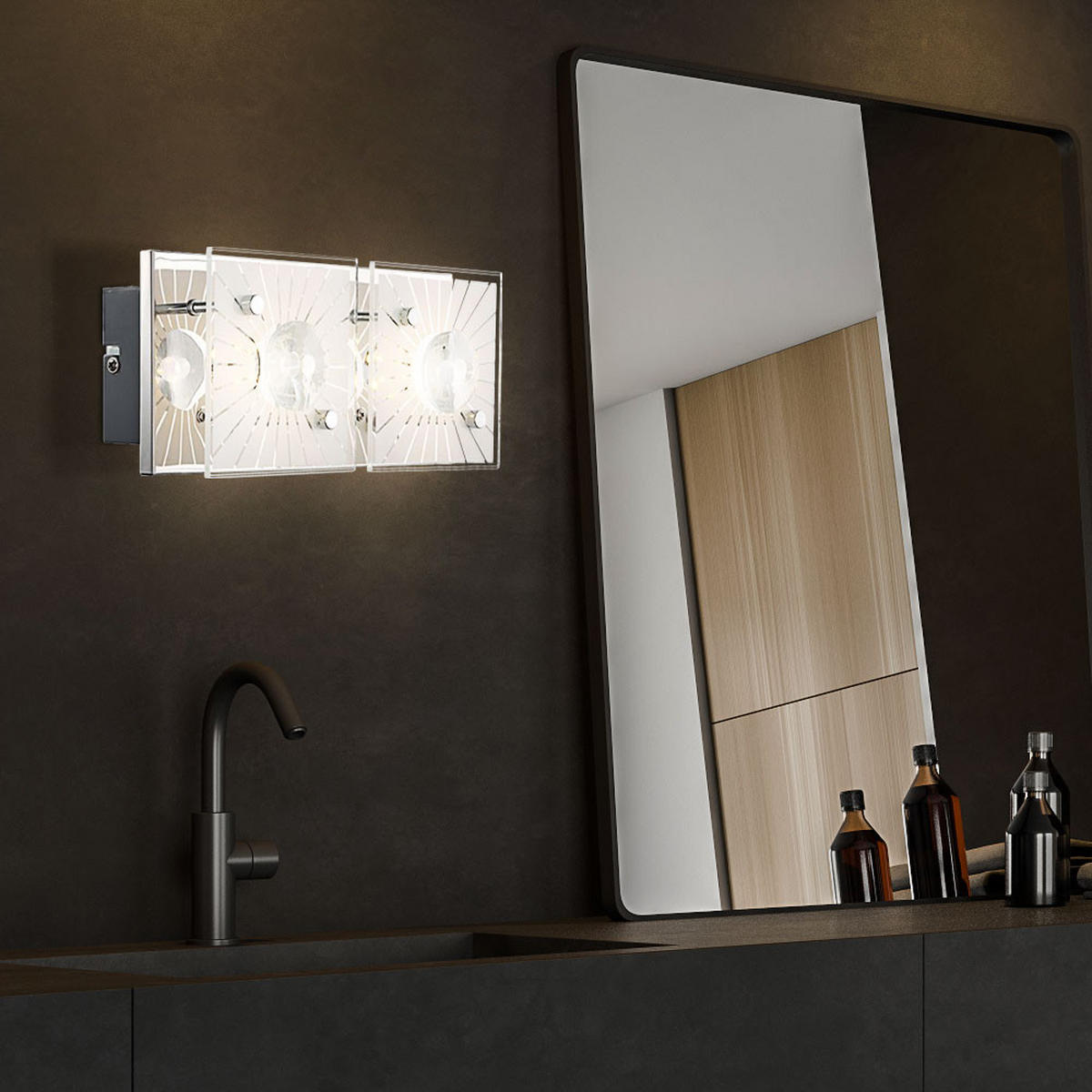 LED WANDLEUCHTE Metall Kristalloptik Silber - Silberfarben, Glas (11/10/24cm) - Globo Lighting