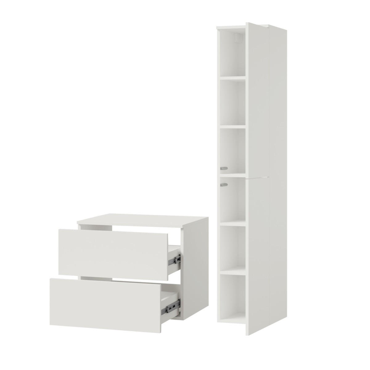 BADMÖBEL-SET Color Weiß 2-Teilig (2S 60 + 2D 160) - Weiß, Holzwerkstoff (90/160/45cm) - mzm24