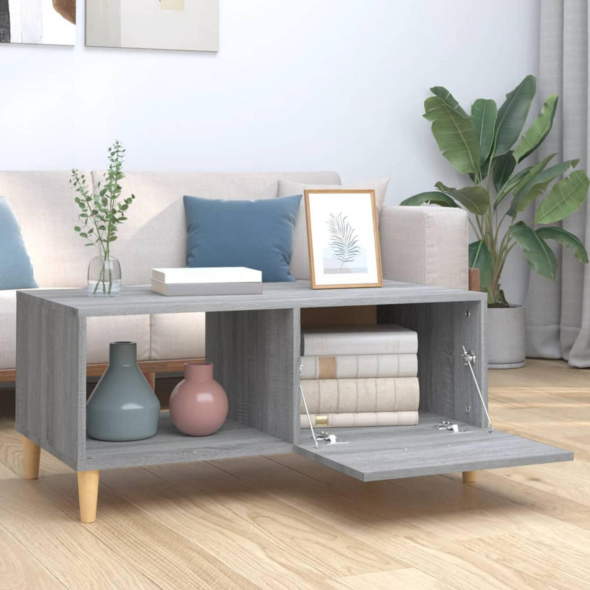 COUCHTISCH Grau Sonoma 89,5x50x40 cm Holzwerkstoff - Grau, Holzwerkstoff (89.5/50/40cm) - furnicato