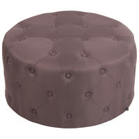 HOCKER rund Stoff braun - Eukalyptusholzfarben/Braun, Holz/Textil (70/37/70cm) - CLP