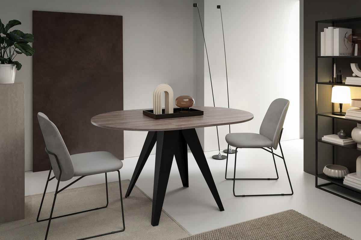 ESSTISCH Gerda - Anthrazit/Schwarz, Holzwerkstoff/Metall (90/90/76cm) - Meblini