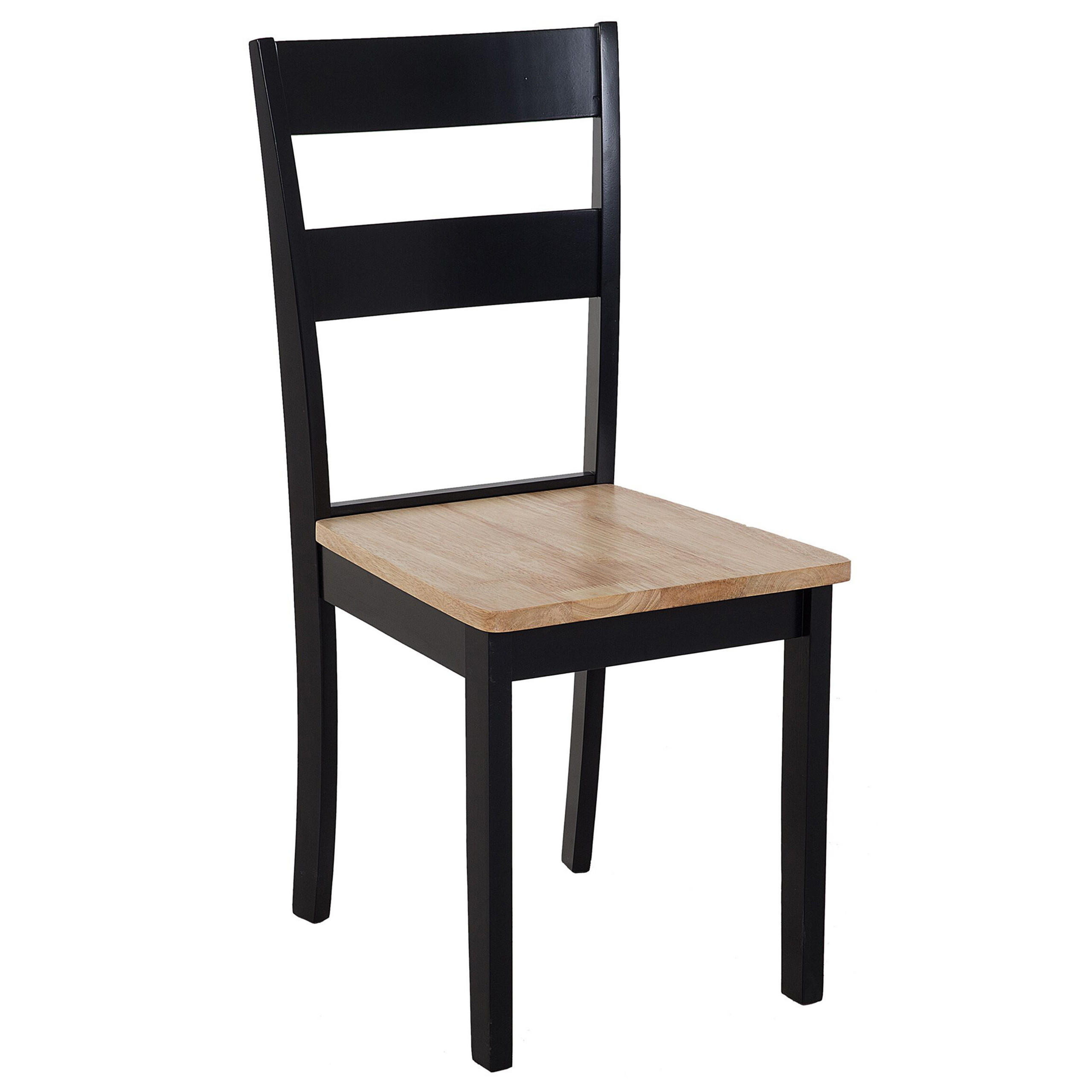 ESSZIMMERSTUHL 2er-Set Gummibaumholz hellbraun/schwarz Georgia - Hellbraun/Schwarz, Holz (45/89/43cm) - Beliani