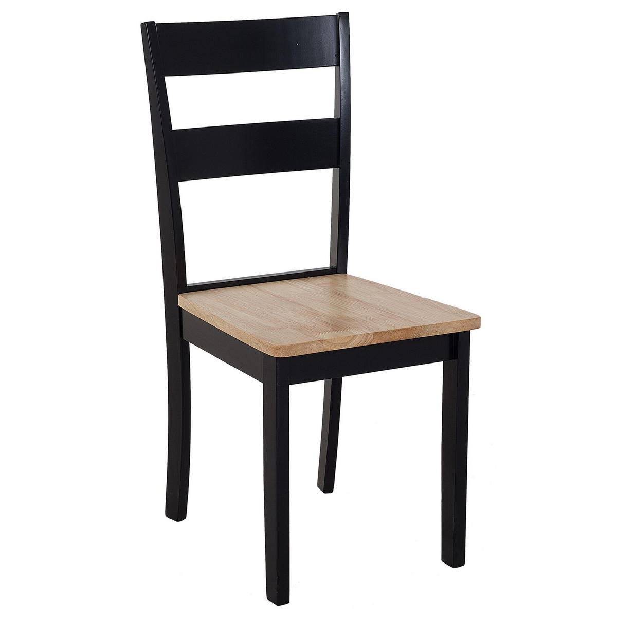 ESSZIMMERSTUHL 2er-Set Gummibaumholz hellbraun/schwarz Georgia - Hellbraun/Schwarz, Holz (45/89/43cm) - Beliani