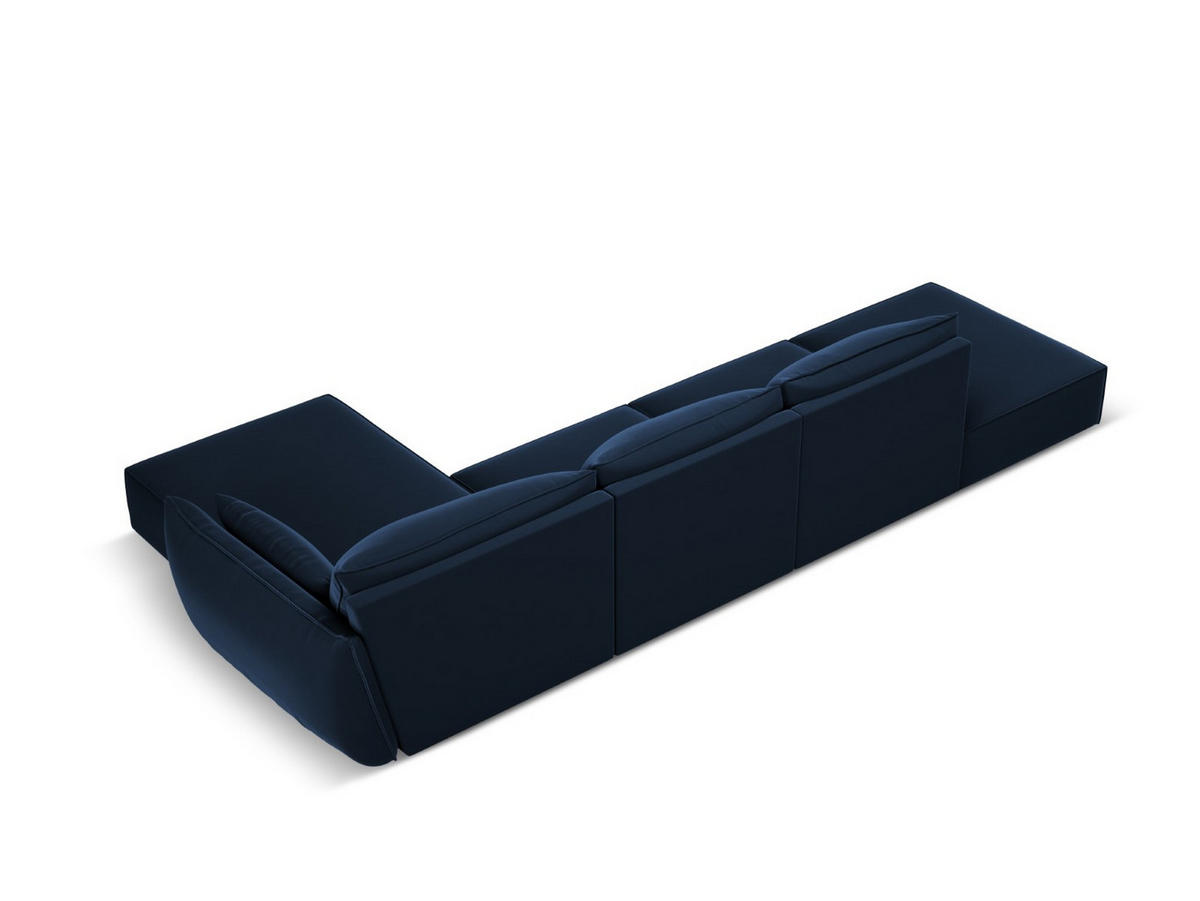 ECKSOFA rechts Kaelle aus Samt königsblau 5 Sitzplätze - Blau, Textil (171/364cm) - Micadoni