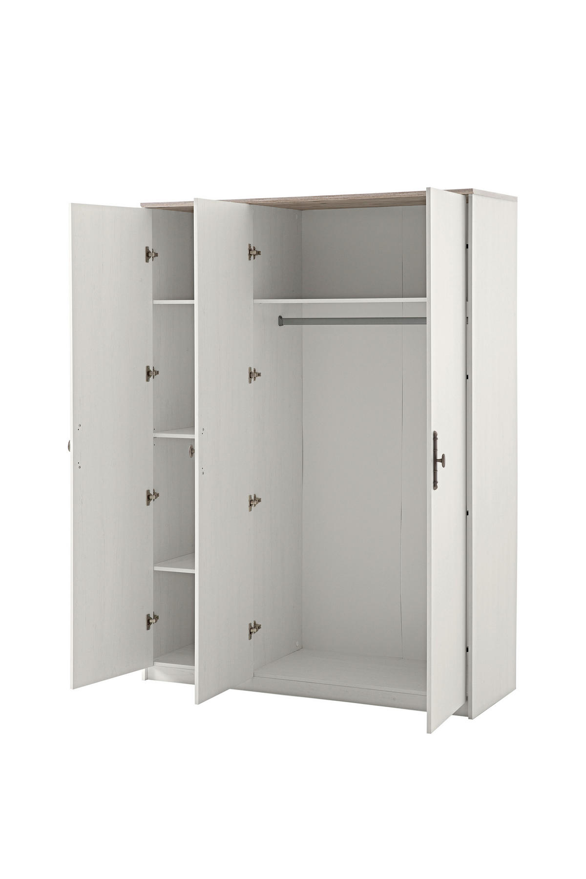 KLEIDERSCHRANK C11 Pinie Weiß 138x193x51 cm - Pinienfarben, Holzwerkstoff (138/193/51cm) - Livojo