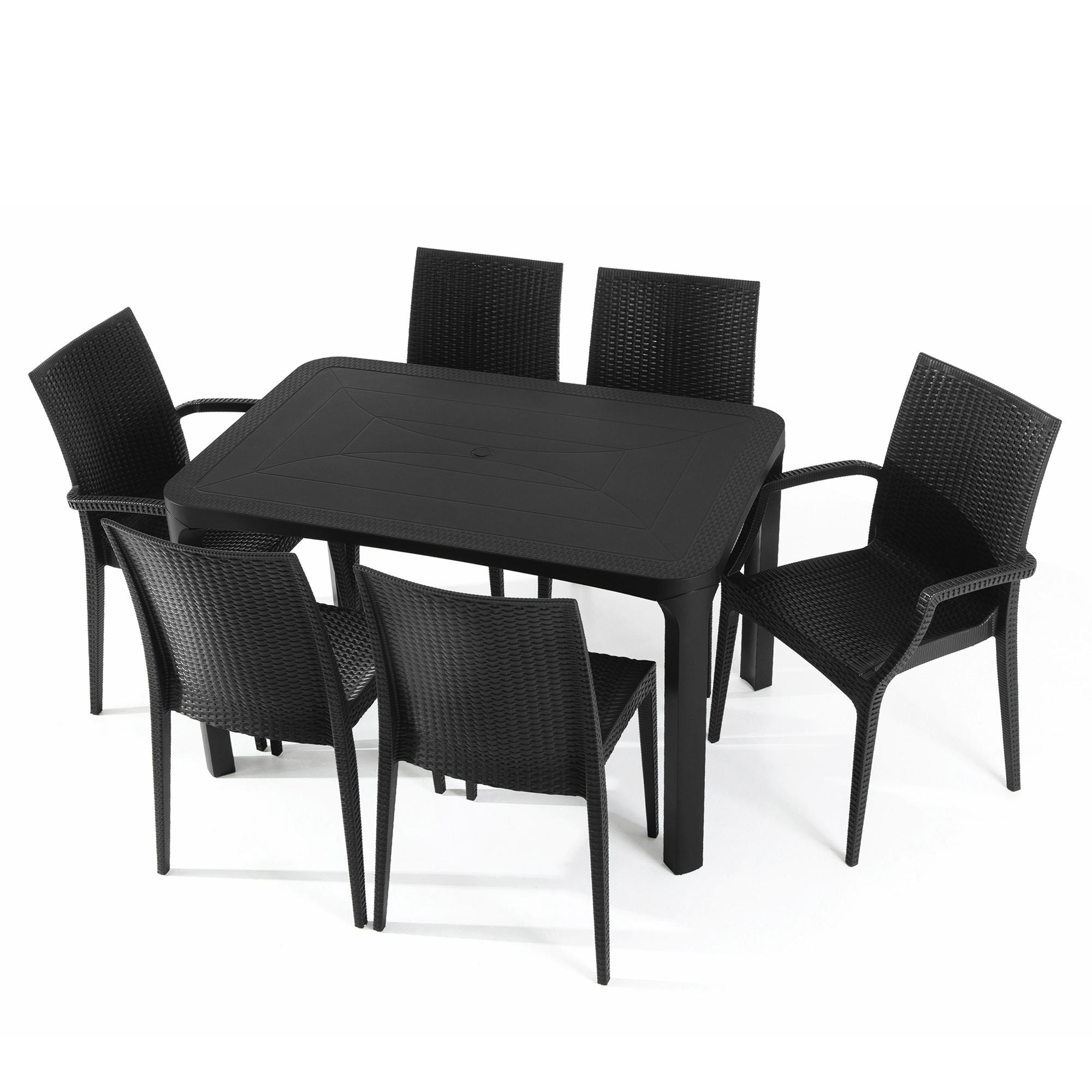 GARTENMÖBEL-SET LEOPSI, ETULI 7-tlg, Anthrazit - Anthrazit, Kunststoff - KONSIMO®