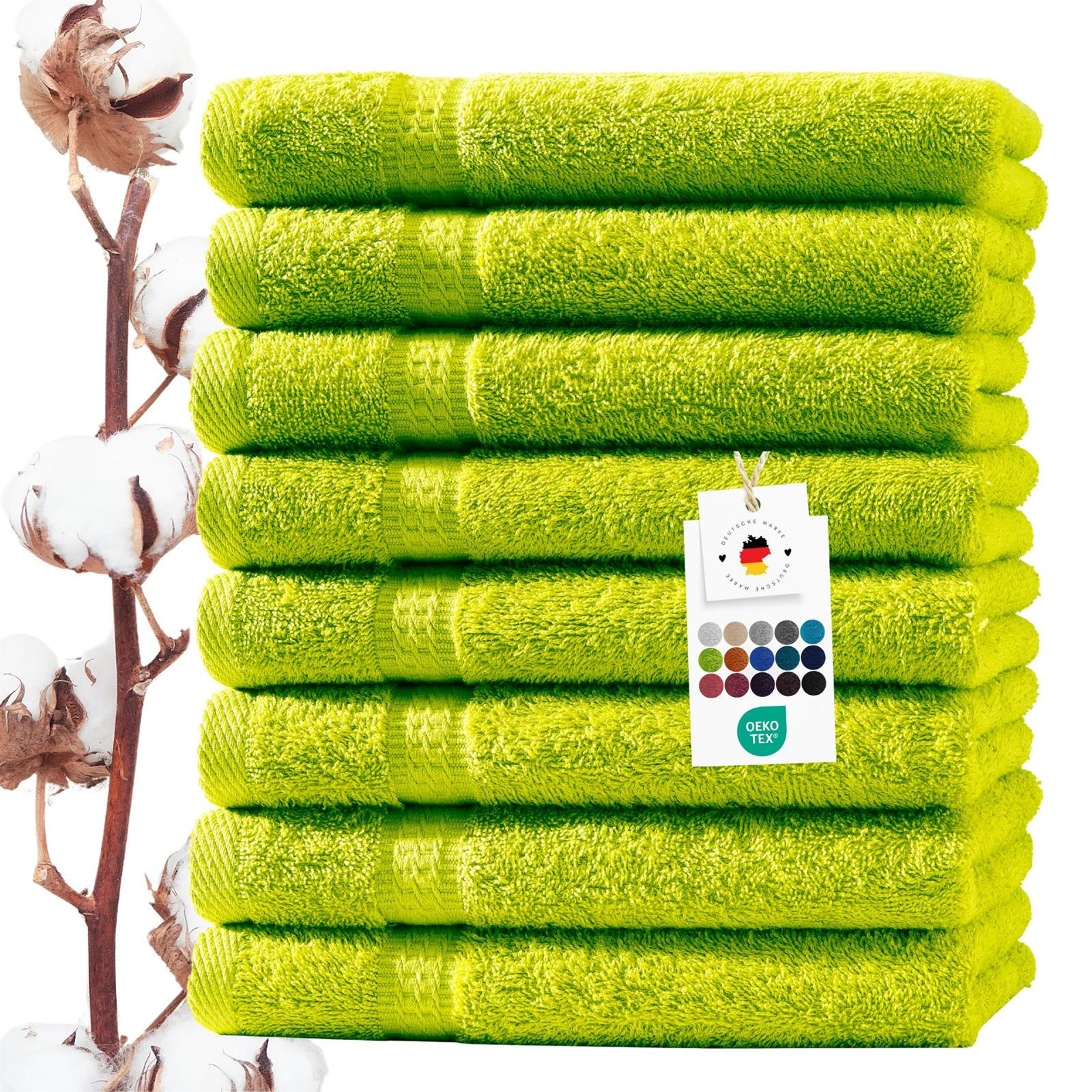 GÄSTEHANDTUCH 30x50 cm Frottier Gästetuch im 8er Set aus 100% Baumwolle, Grün 500g/m2 - Grün, Textil (35/50cm) - Carpe Sonno