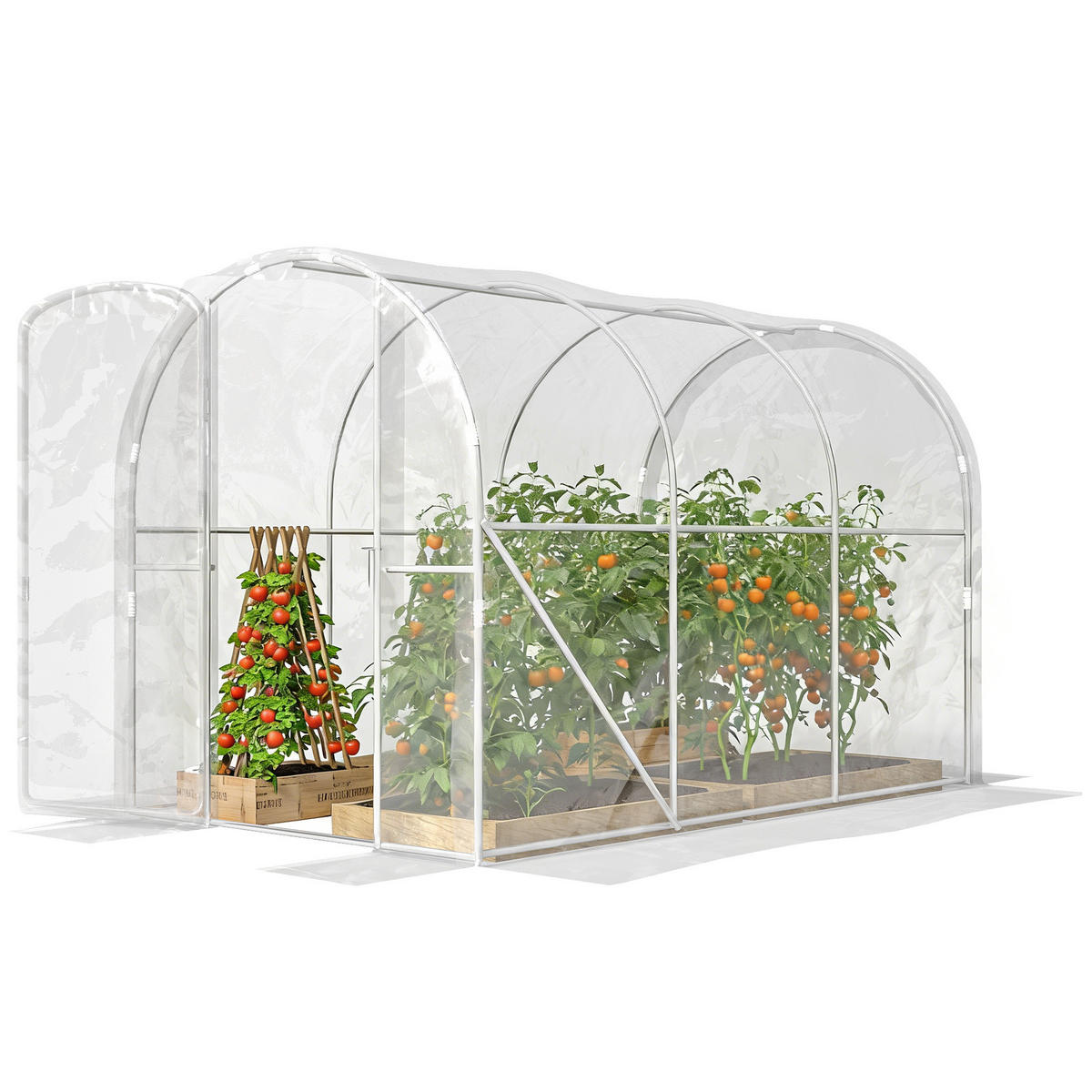 GEWÄCHSHAUS DE-12064 6 m² mit Scharniertür Grün - Transparent, Kunststoff (200/195/300cm) - ComfortXL