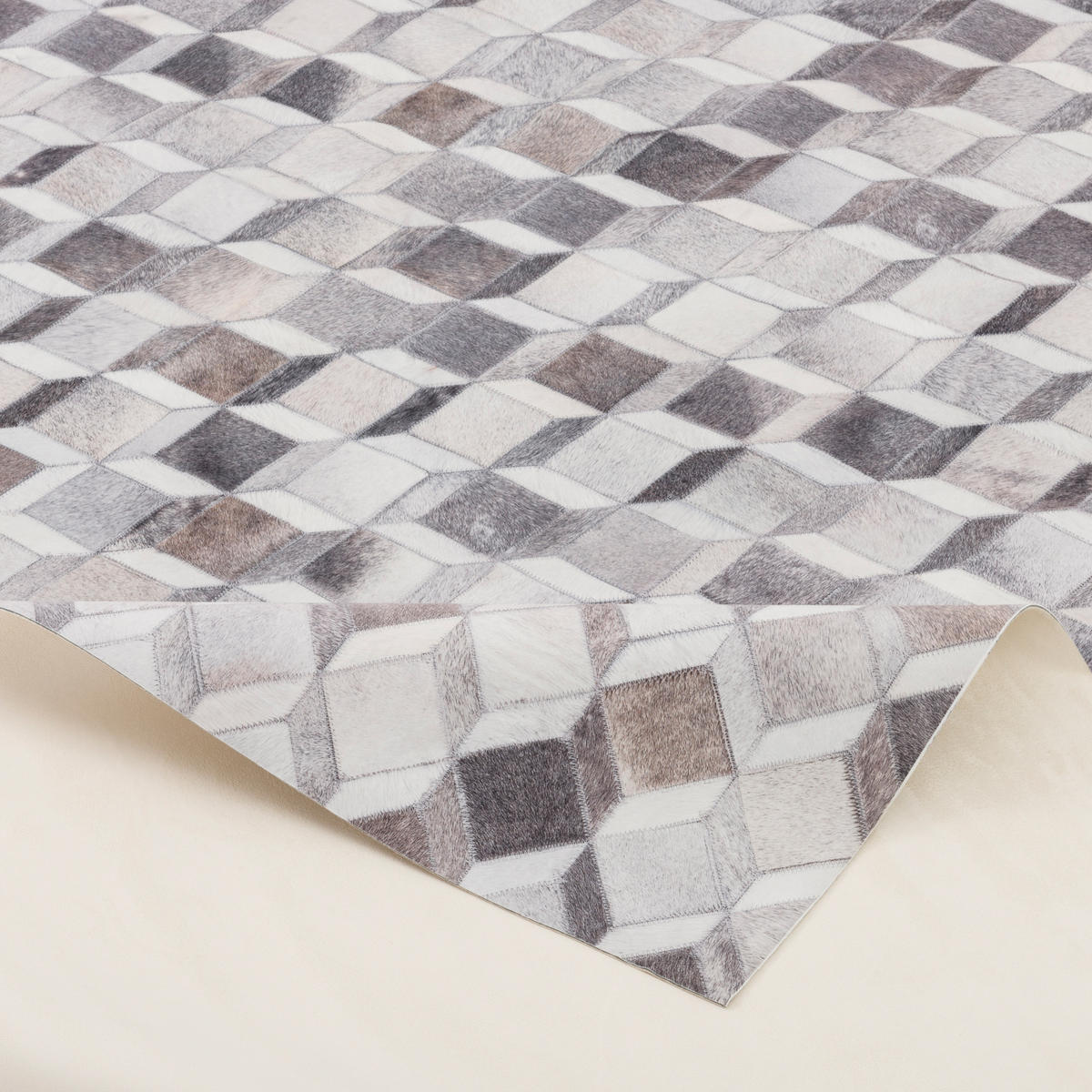 KUNSTFASER PATCHWORK TIERFELL 3D OPTIK - Beige/Grau, Textil (80/150cm) - Pergamon