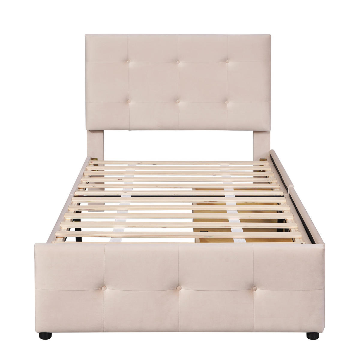 KINDERBETT 90/200 cm DE-01152, in Dunkelbeige, mit 2 Schubladen - Taupe, Metall (90/200cm) - ComfortXL