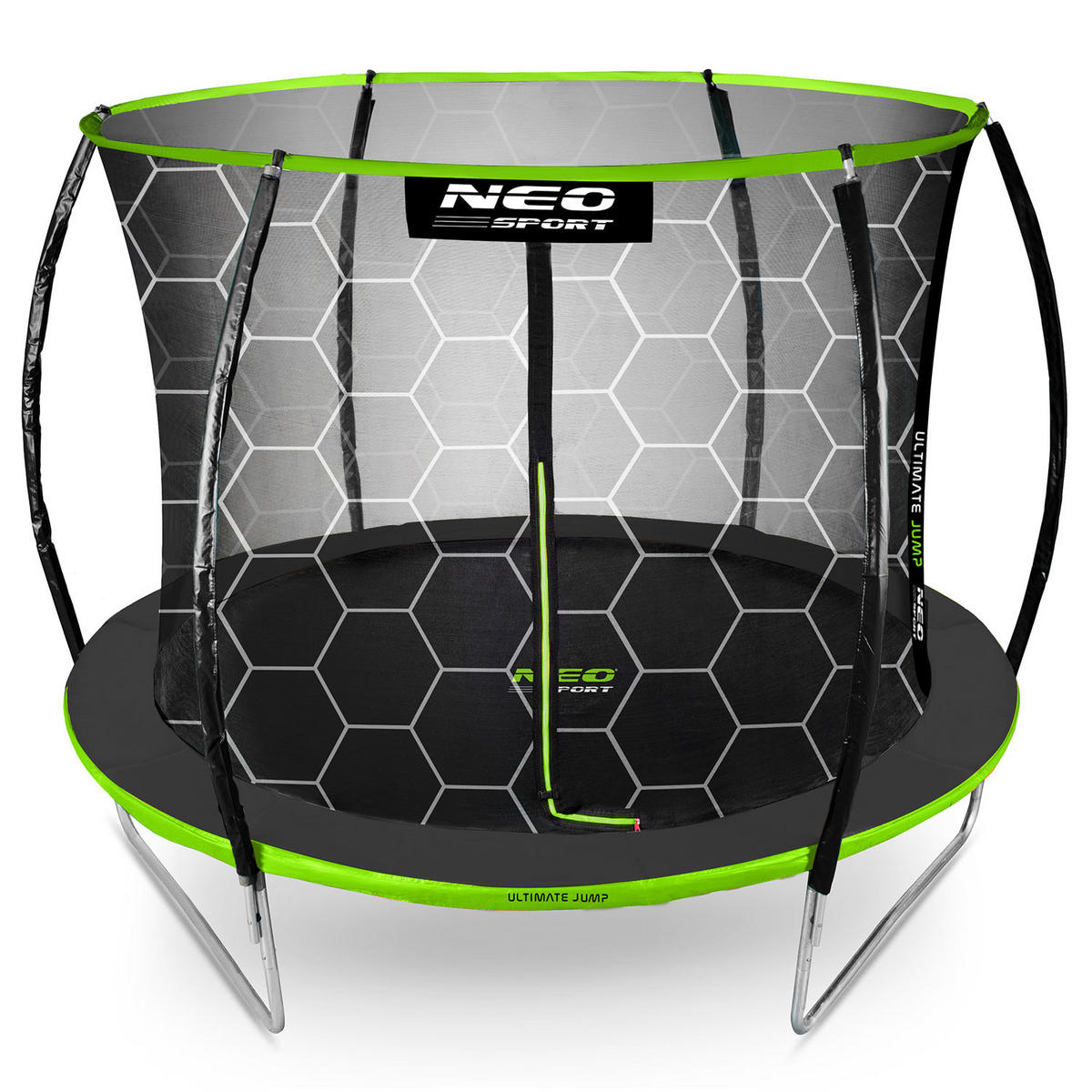 PROFILIERTES Gartentrampolin 10 ft/312 cm mit Innennetz - Grün, Metall (312/312cm)