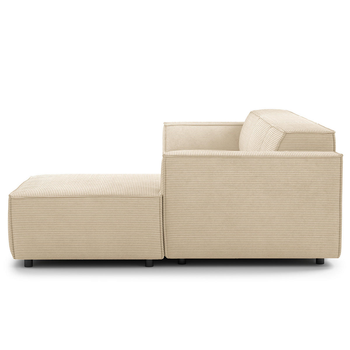 ECKSOFA mit Longchair - Beige/Schwarz, Kunststoff/Textil (294/177cm) - home24