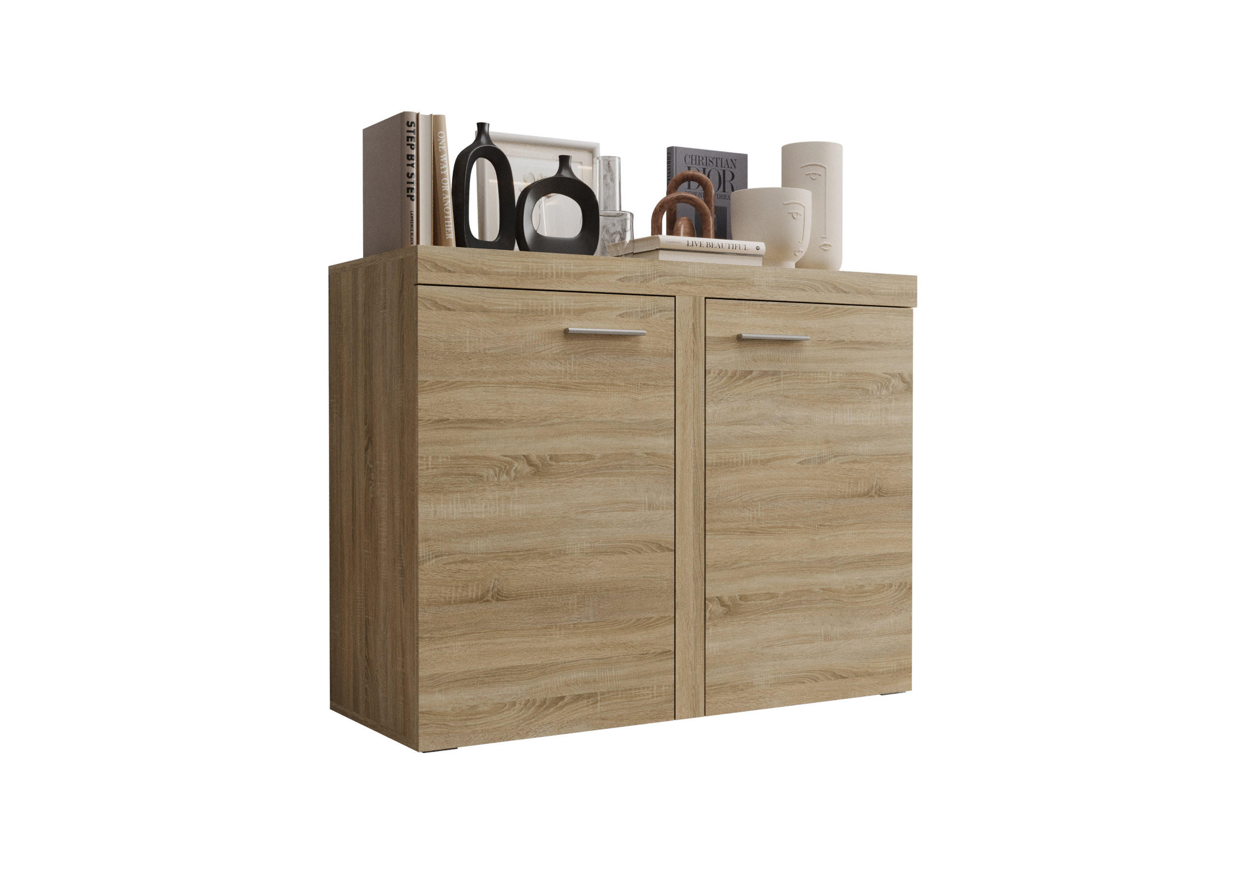 KOMMODE London LRXK 2D mit 2 Türen, Sideboard in Farbe: Hellbraun, Größe: 97 x 82 x 40 cm - Hellbraun, Holzwerkstoff (97/82/40cm) - O-Sofa