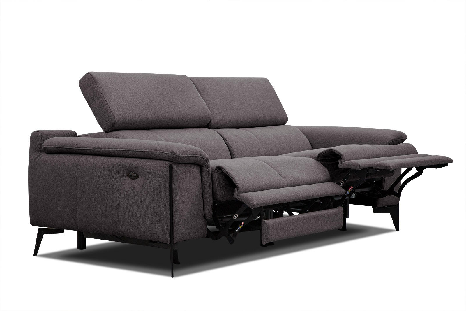 RELAXSOFA MATERA 3-Sitzer mit 2 Relaxfunktionen, graphitfarben - Schwarz/Graphitfarben, Holzwerkstoff/Textil (212/82/103cm) - Courtois Laville