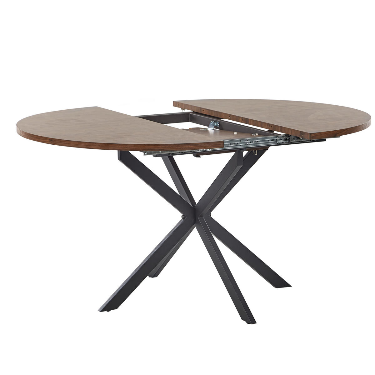 AUSZIEHBARER-ESSTISCH 110/140-110 cm Dunkler Holzfarbton/Schwarz Friona - Dunkelbraun/Schwarz, Holzwerkstoff (140/110/75cm) - Beliani