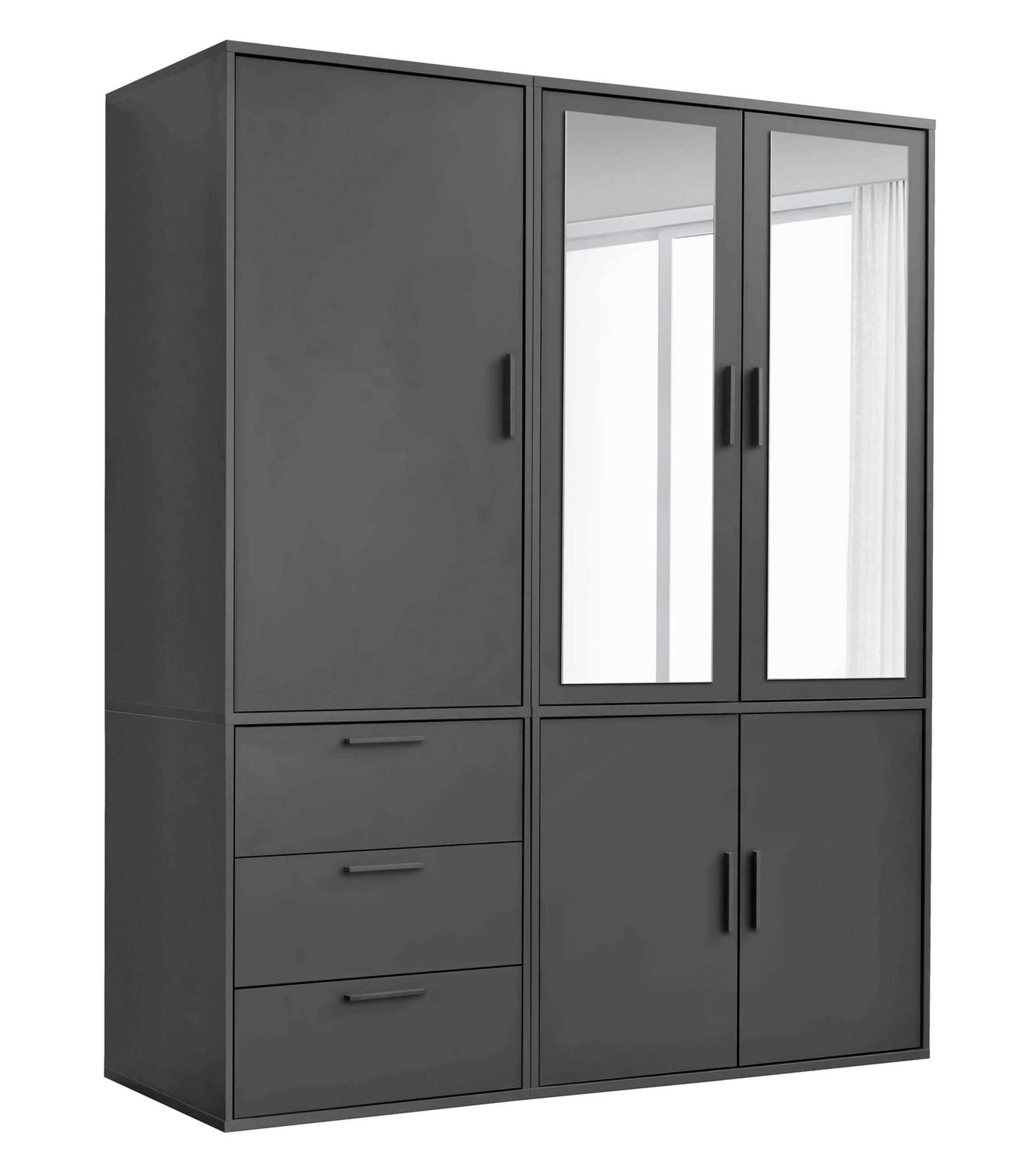 KLEIDERSCHRANK mit Spiegel Der Grenzenlose - Anthrazit, Holzwerkstoff (150/187/58cm) - Mokebo