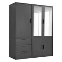 KLEIDERSCHRANK mit Spiegel Der Grenzenlose - Anthrazit, Holzwerkstoff (150/187/58cm) - Mokebo