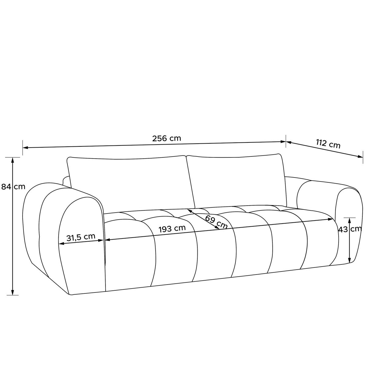 EINZELSOFA LIRA, Dunkelgrau, Bouclé - Dunkelgrau, Holz/Holzwerkstoff (256/84/112cm) - KONSIMO®