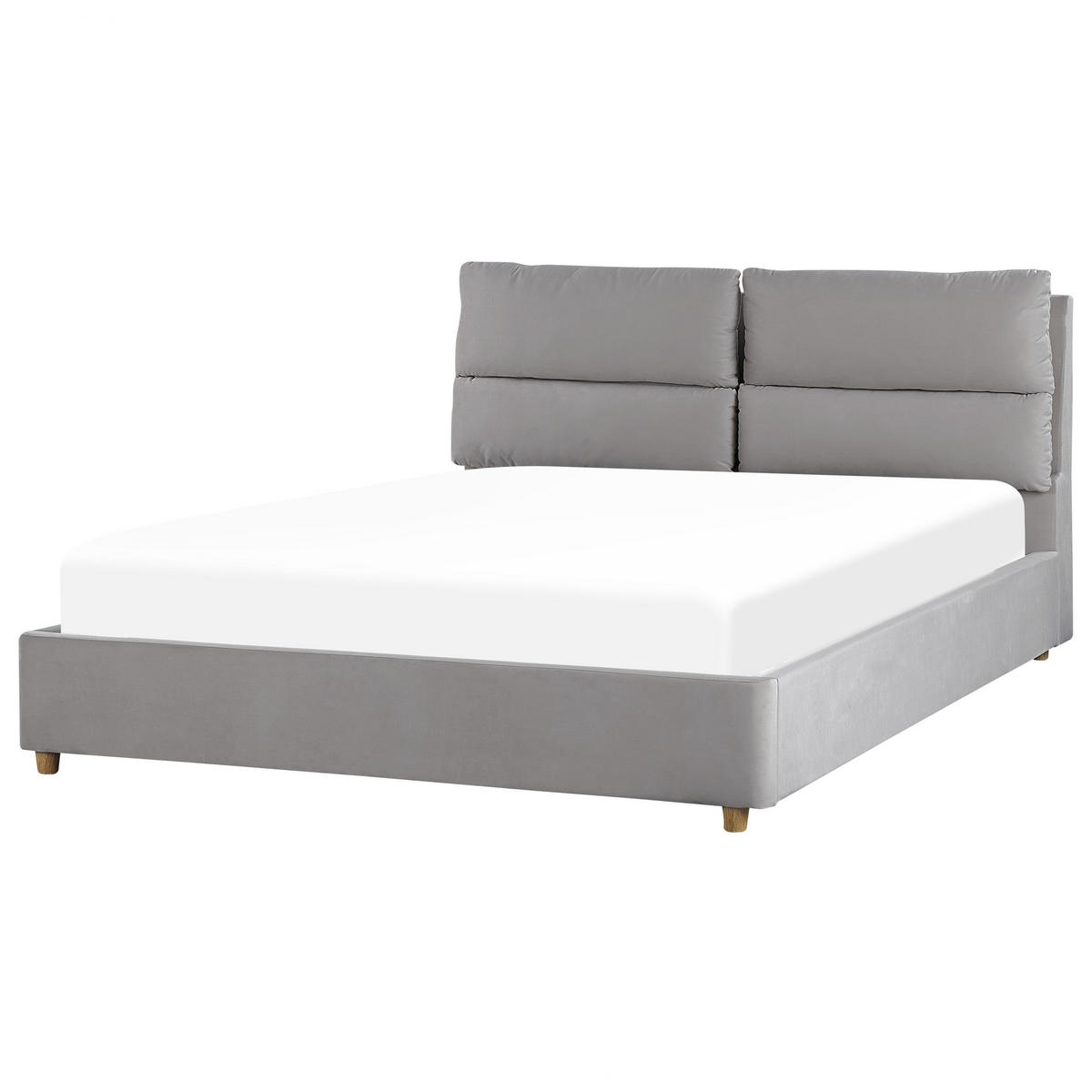 POLSTERBETT 160/200 cm Hellgrau Batilly - Hellgrau, Textil (160/200cm) - Beliani