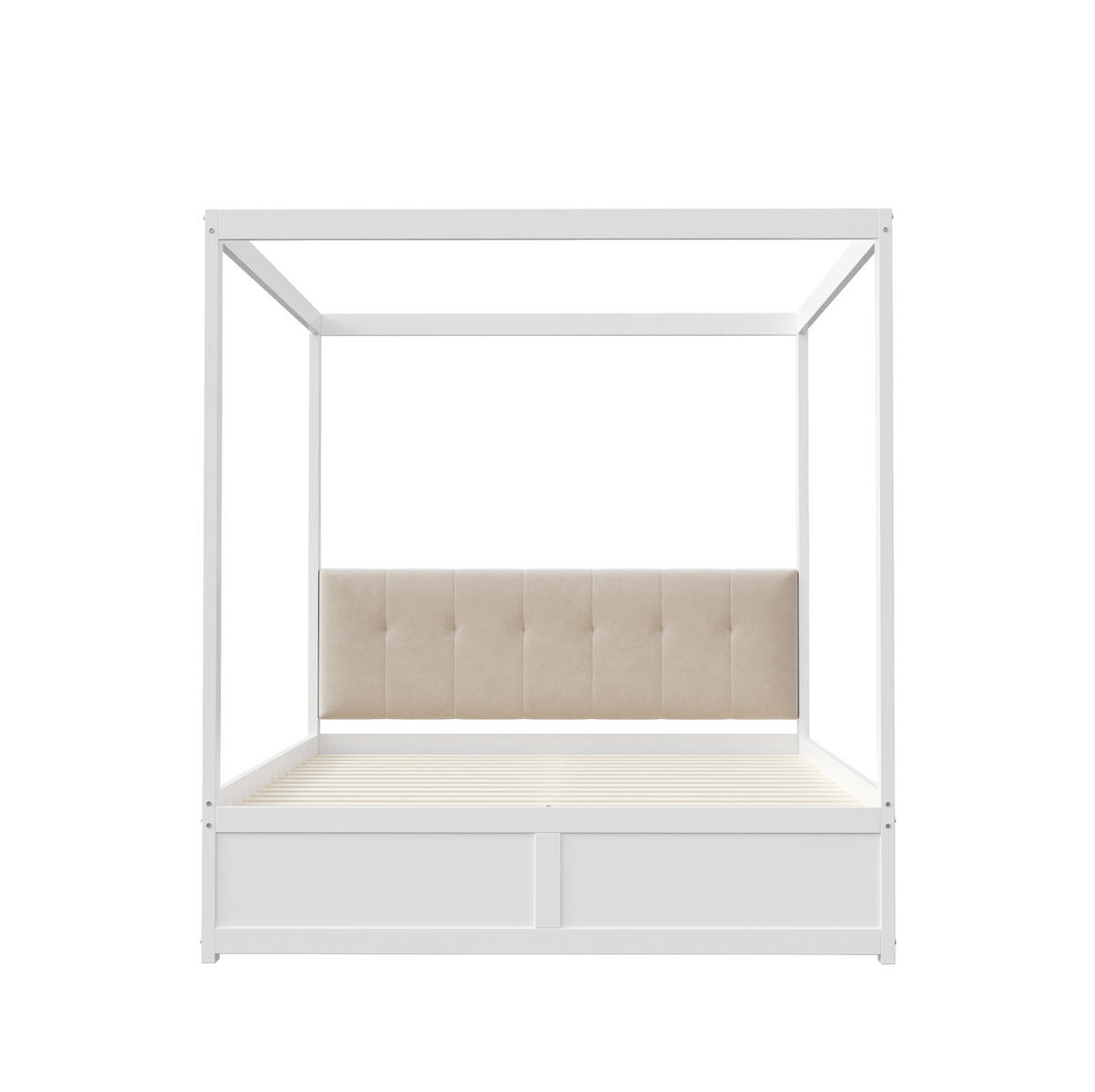 BETT mit Kopfteil 140/200 cm in Weiß – mit 2 Schubladen & inkl. Lattenrost - Weiß, Holz (140/200cm) - BEAOK