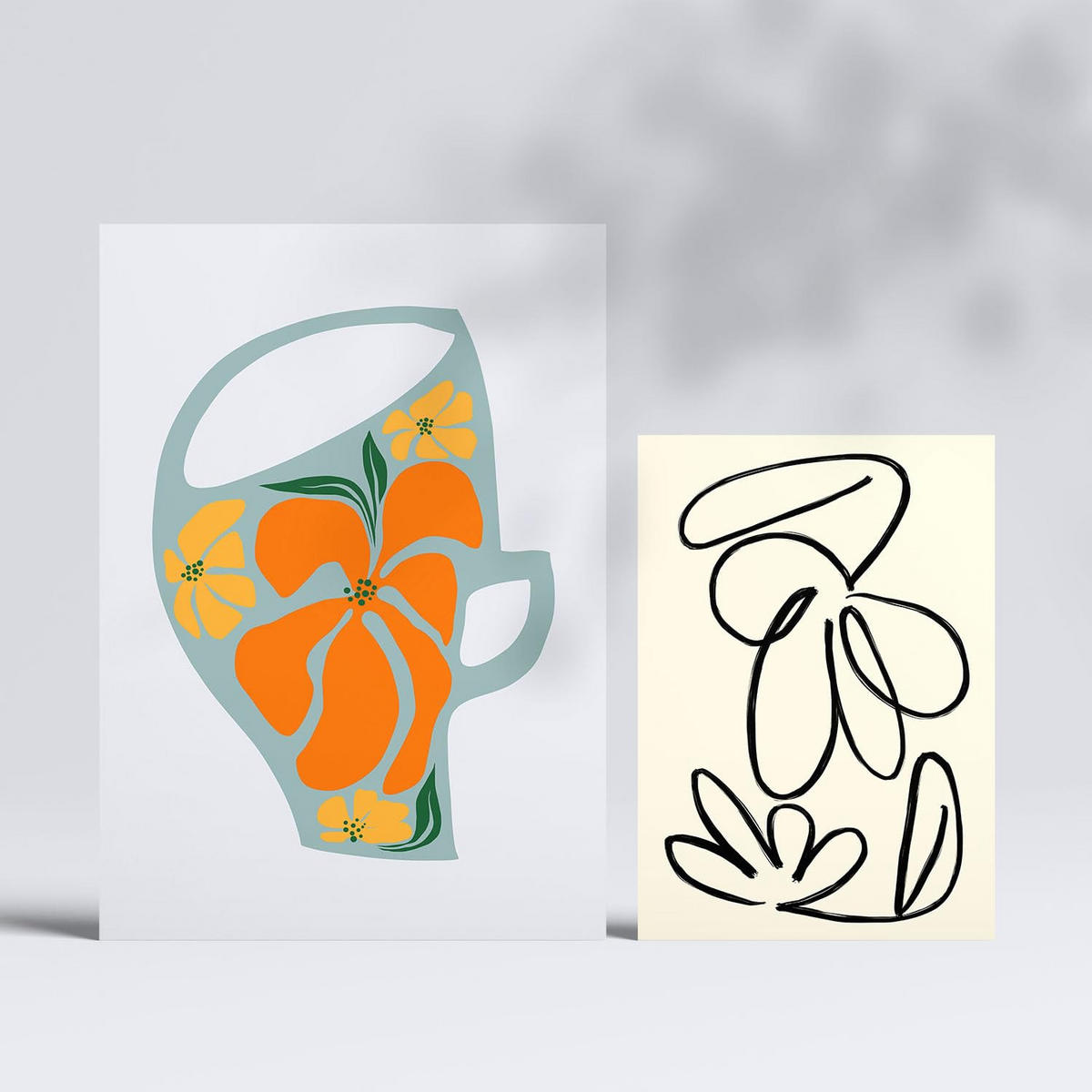 POSTER Set Mit 6 Deformierte Vase, abstraktes Blumenmuster Größe A3 & A4 Rahmenlos - Klar, Papier (29.7/1cm) - Nacnic