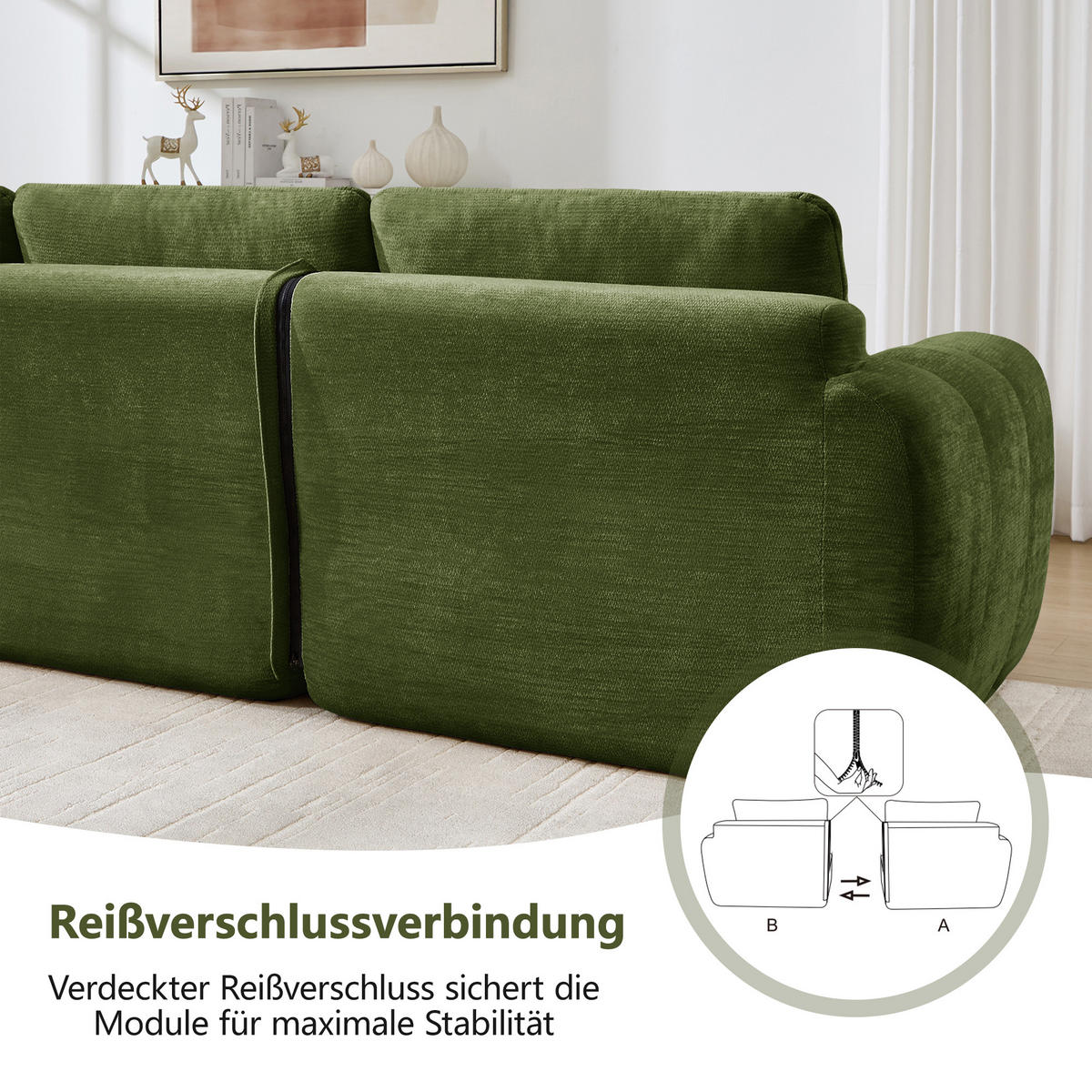2-SITZER-SOFA DE-34464 quadratische Tuftung und 32D-Schaum Grün - Grün, Textil (97/68/194cm) - ComfortXL