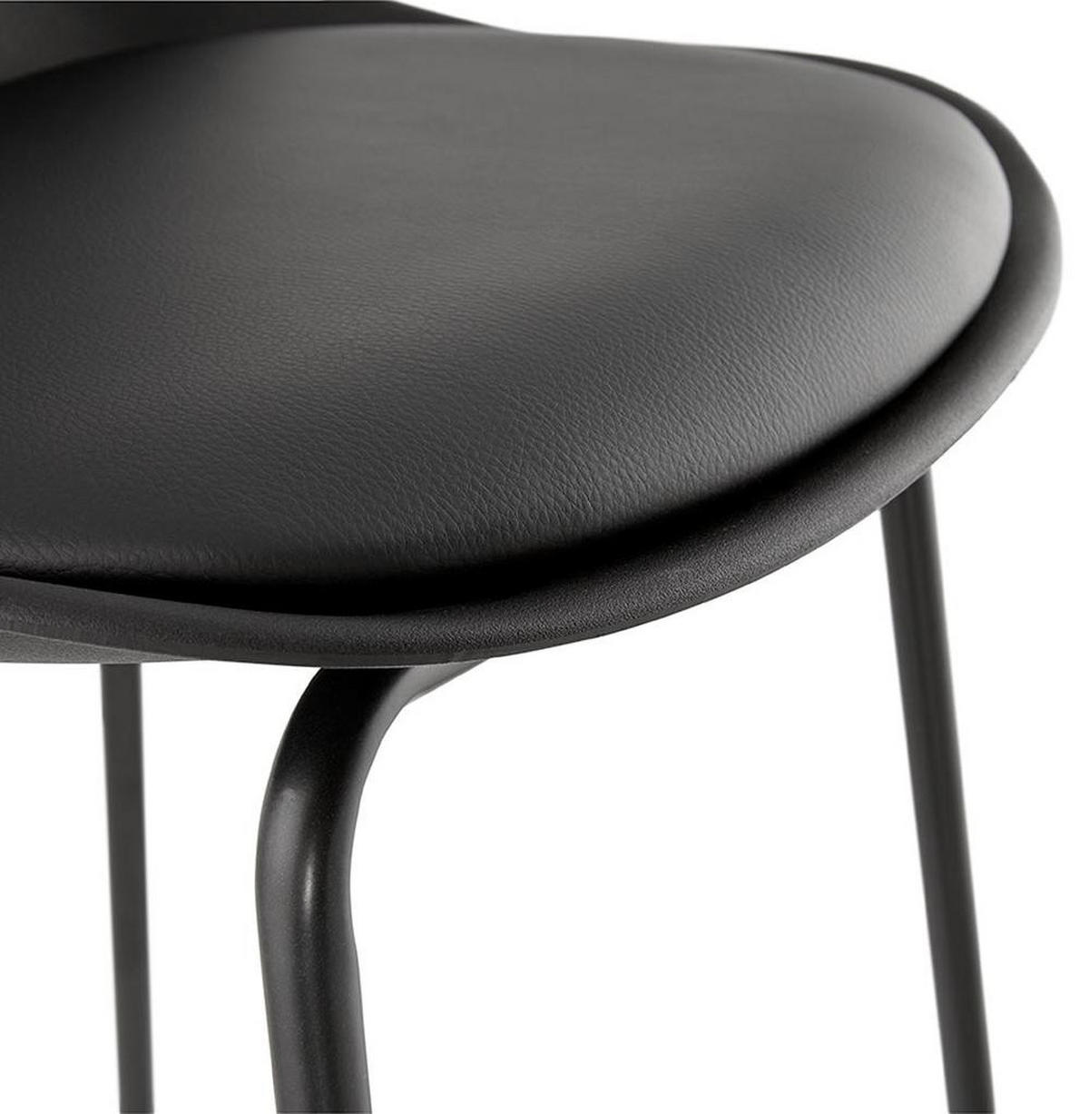 BARHOCKER Kunstleder Metallgestell Sitzhöhe 65cm Rückenlehne RENIXA MINI, Schwarz 42x41,5x86,5 cm - Schwarz, Kunststoff/Textil (42/87/42cm) - KADIMA DESIGN