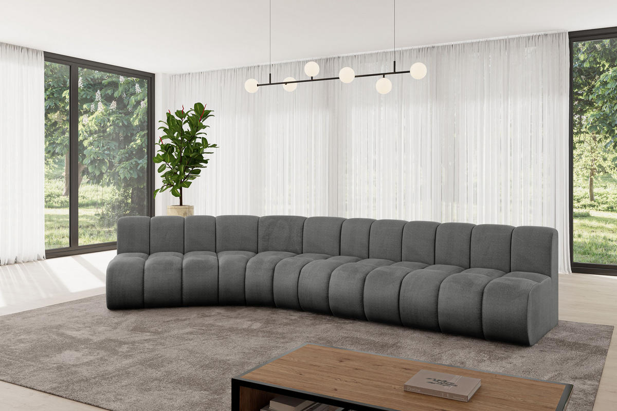 ECKSOFA modulares Sofa Montra-L2 - 381x174x70 cm Dunkelgrau - Dunkelgrau, Holzwerkstoff/Textil (381/174cm) - ALTDECOR