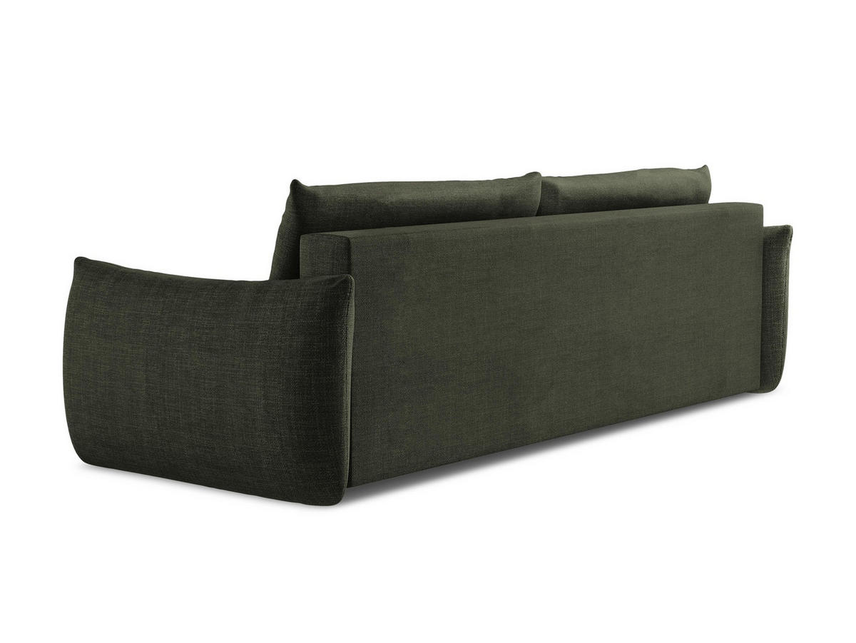 3-SITZER SOFA mit Schlaffunktion Strukturstoff Grün - Schwarz/Olivgrün, Holzwerkstoff/Kunststoff (230/90/105cm) - LaMiaSofa