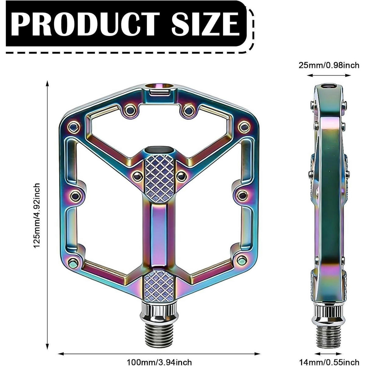 FAHRRADPEDALE Aluminium MTB Bunt rutschfest 9/16 Zoll - Multicolor, Metall (10/1.5/12.5cm)