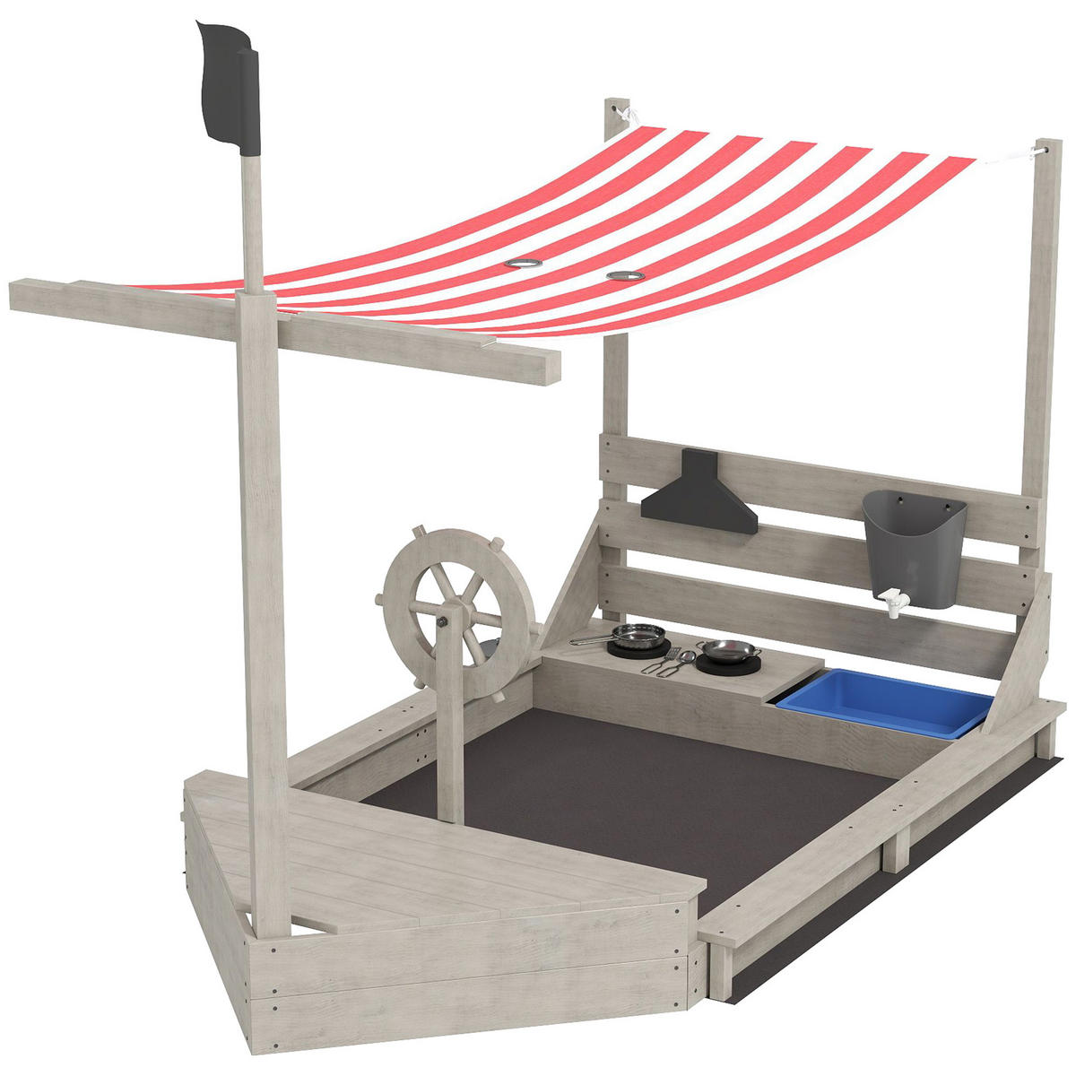 SANDKASTEN DE-10467 Grau - Grau, Holzwerkstoff (180/103/144.5cm) - ComfortXL