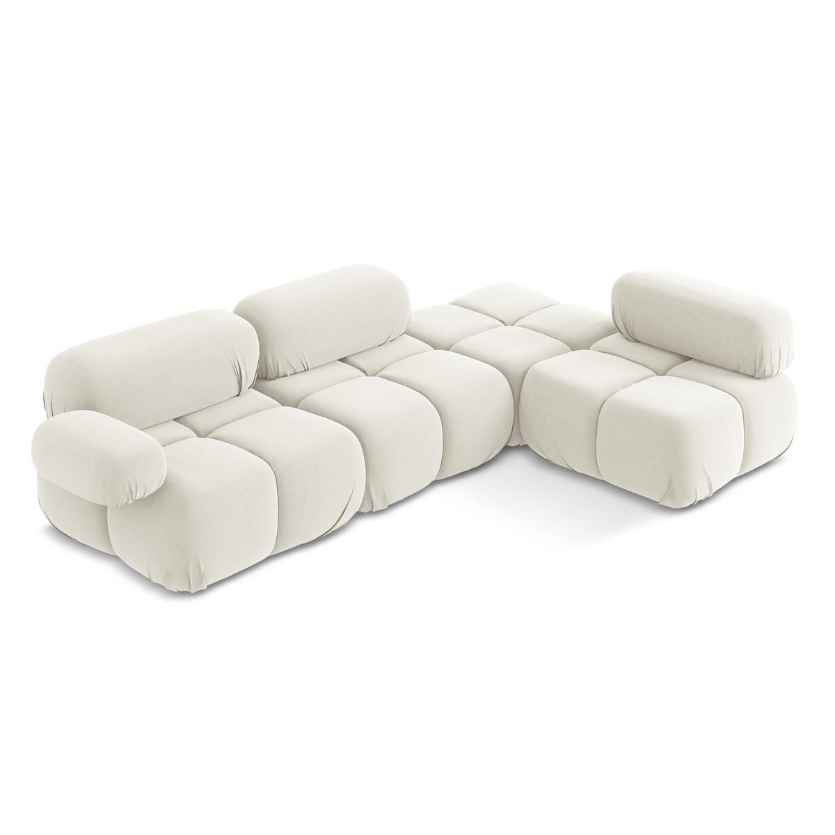 ECKSOFA Rechts Samt Stoff Beige - Beige/Creme, Kunststoff/Textil (285/190cm) - LaMiaSofa