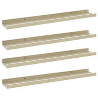 WANDREGALE 4 Stk. Weiß und Sonoma-Eiche 60x9x3 cm - Weiß, Holzwerkstoff (60/3/9cm) - furnicato