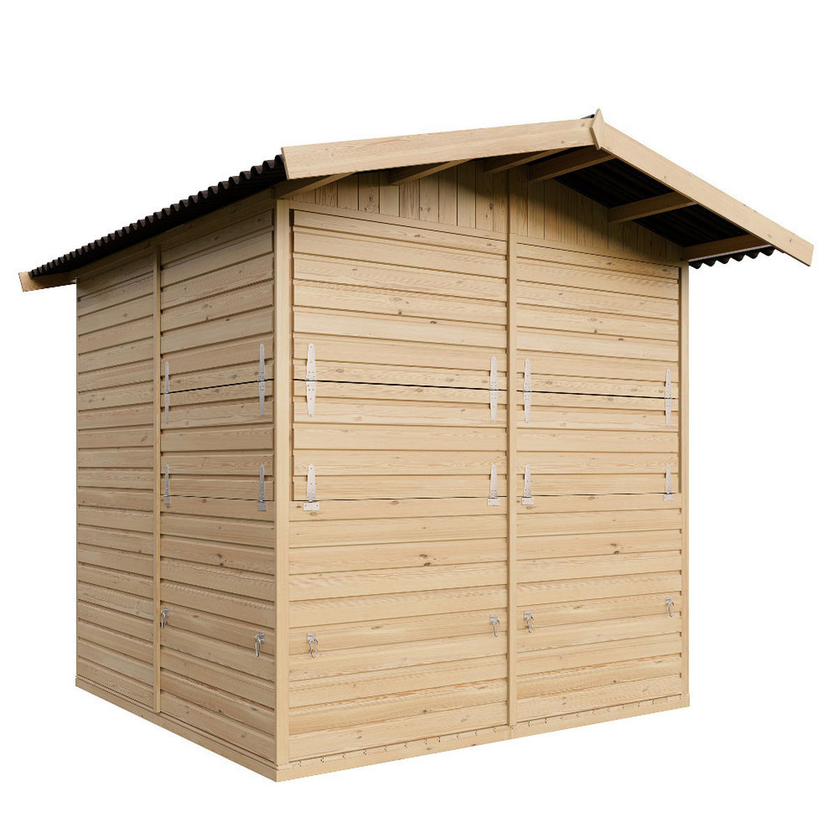 VERKAUFSSTAND aus Holz 4 m², zerlegbarer Marktstand mit 4 Verkaufsfenstern für Märkte, Messen und Events - Naturfarben, Holz (253/232/263cm) - Timbela