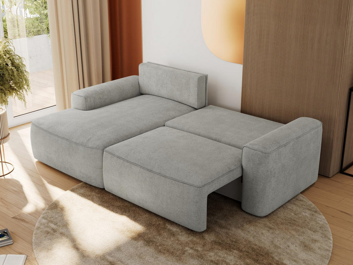 ECKSOFA BELLUNO L Hellgrau Strukture - Links - Hellgrau/Schwarz, Textil (144/233cm) - MKS