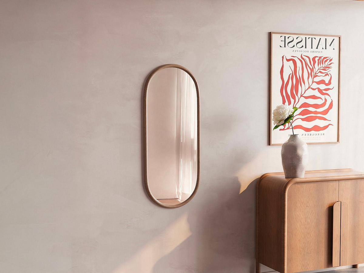 OVALER Spiegel aus Hevea-Holz – Natur – 50 × 120 cm – SHAXI - Naturfarben, Holz (50/120/3cm) - Vente-Unique