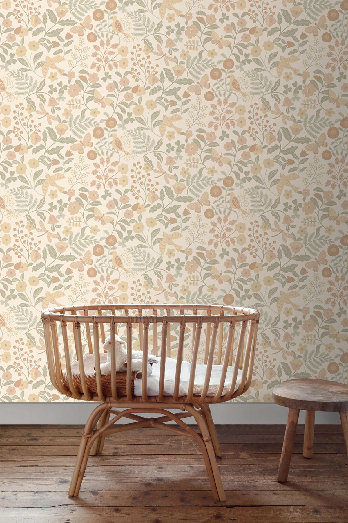 TAPETE Blumen und Vögel 53 cm x 10.05 m - Beige, Papier (53/0.1cm) - ESTAhome