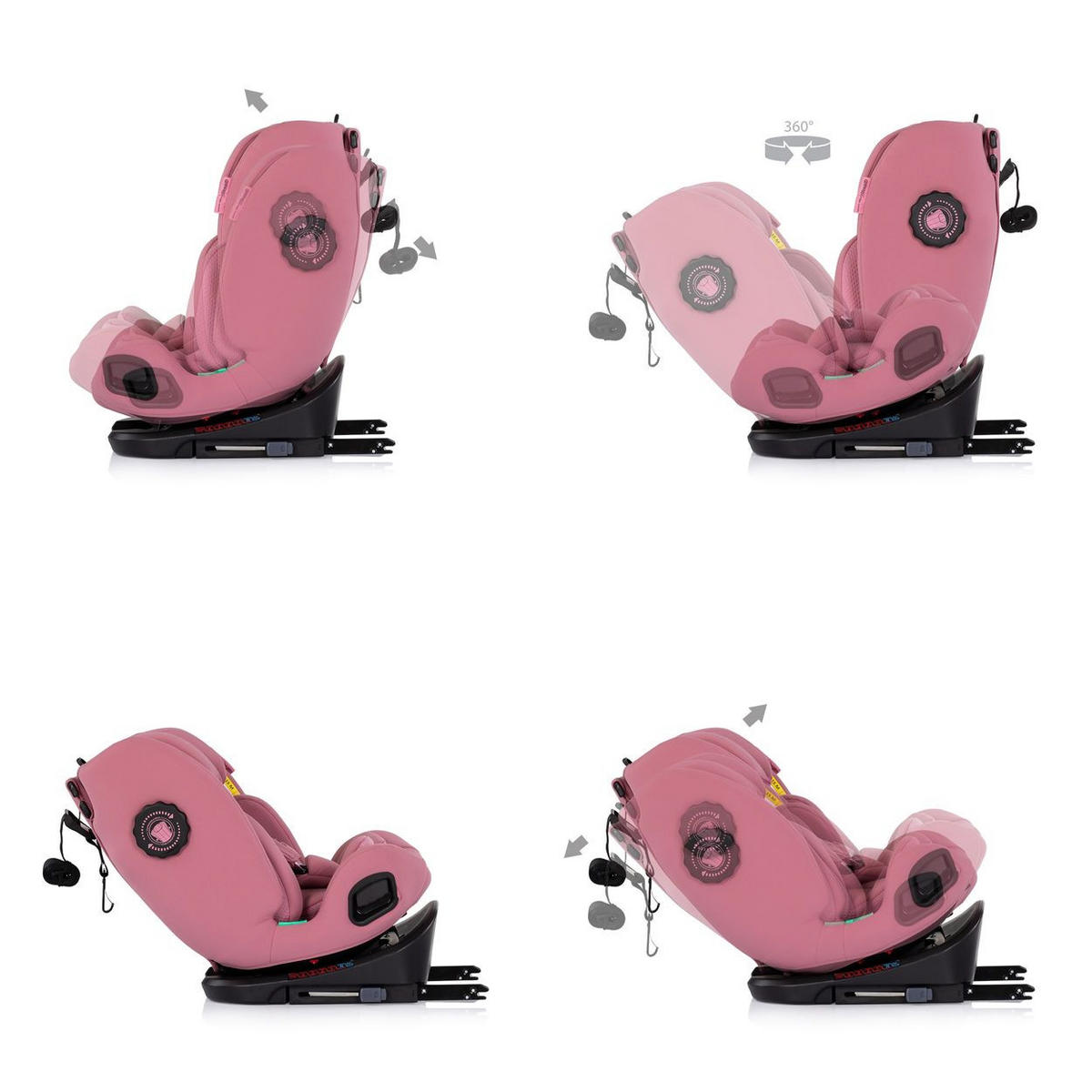 KINDERSITZ Techno iGROW i-Size rosa (40-150cm) Isofix Top Tether Kopfstütze - Rosa, Kunststoff (48/85/43cm) - Chipolino