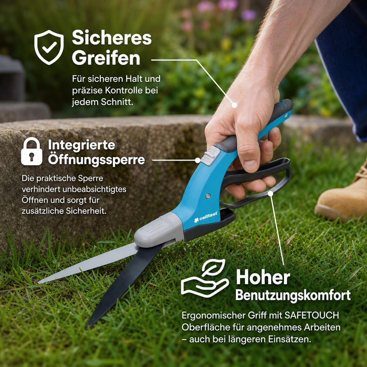 GRASSCHERE IDEAL - Türkis, Kunststoff (15/12/25cm) - BONI-SHOP